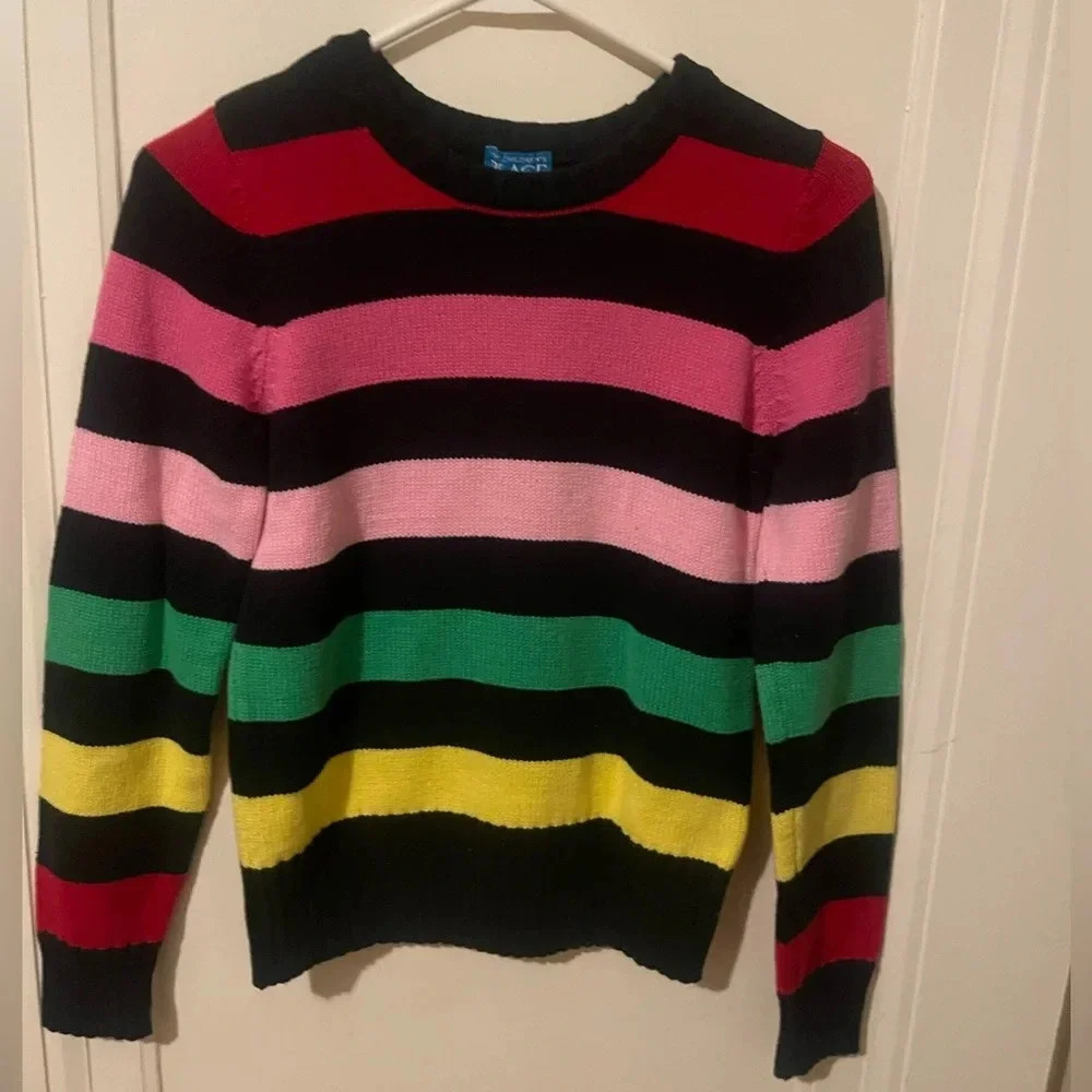 The Children's Place Girls Sz XL Pullover Sweater Multicolor Stripe Long Sleeves